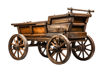 old wooden cart isolated on transparent background ,vintage wagon png ,generative ai - obrazy, fototapety, plakaty