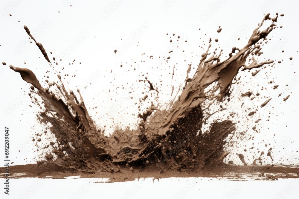 Leinwandbilder a visually striking image of a chocolate splash on a clean white surface. perfect for food and bever