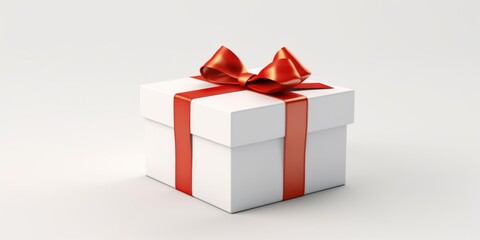 A white gift box with a red ribbon. Perfect for any occasion