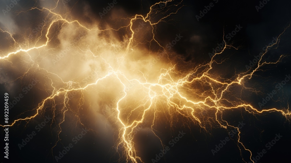 Poster a detailed shot of a lightning bolt in the sky. can be used for weather-related articles or to illus