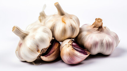Gastronomic Minimalism: Garlic Isolated on White Background at Low Background...Detail of Garlic, Background on White Background.