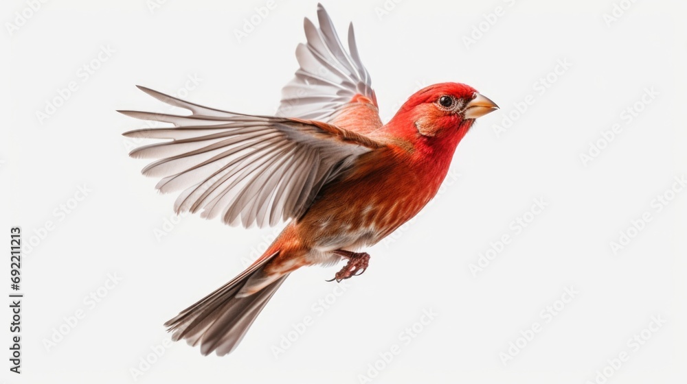 Poster a red bird flying through the air. suitable for various projects