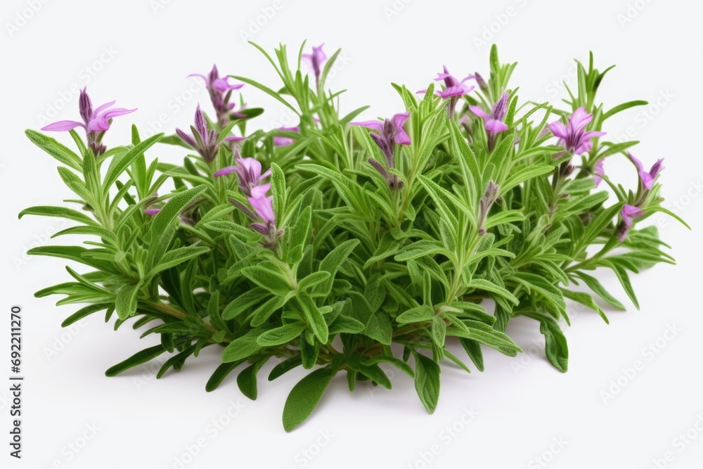 Poster a beautiful bunch of purple flowers placed on a clean white surface. perfect for adding a touch of e