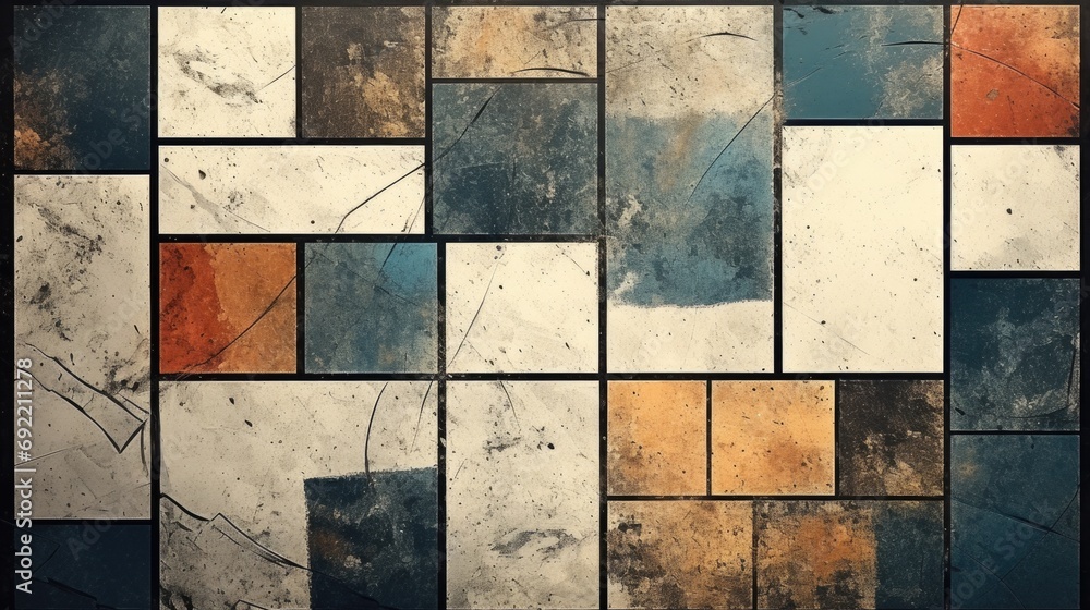 Poster A picture of a wall with various colored tiles. Perfect for adding a pop of color to any design project