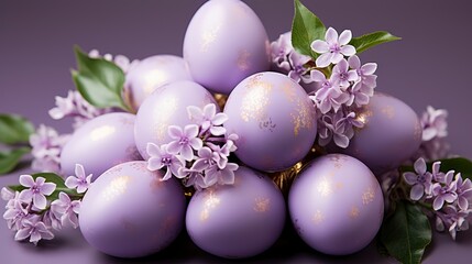 Row Painted Easter Eggs On Lilac , Background HD, Illustrations