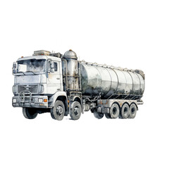 Gasoline tanker truck, truck, self-propelled vehicle, truck isolated on white background