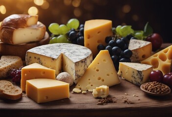 Various types of cheese still life