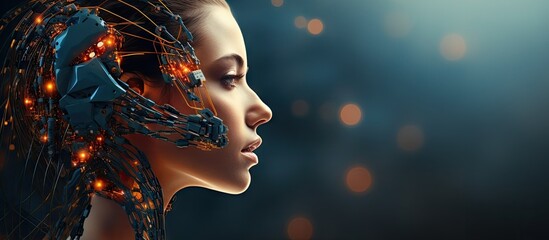 Artificial intelligence AI is intelligent machines that mimic human behavior learning and decision making. Copy space image. Place for adding text or design