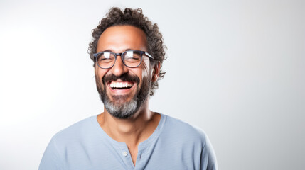 Obraz premium Portrait of a happy man on white background, professional photograhpy