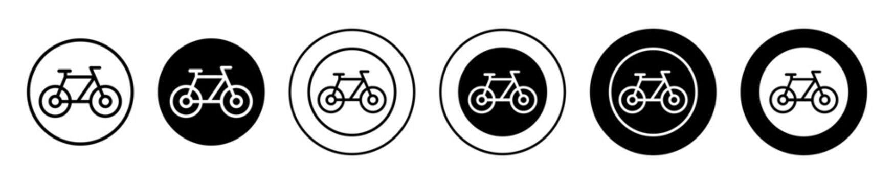 Bicyclist Traffic Sign Icon. Cycle Road Path Way Lane For Sport Race Logo Mark. Bicycle Ride To Travel And Transportation Symbol Sign. Bicyclist With Bicycle Traffic Vector