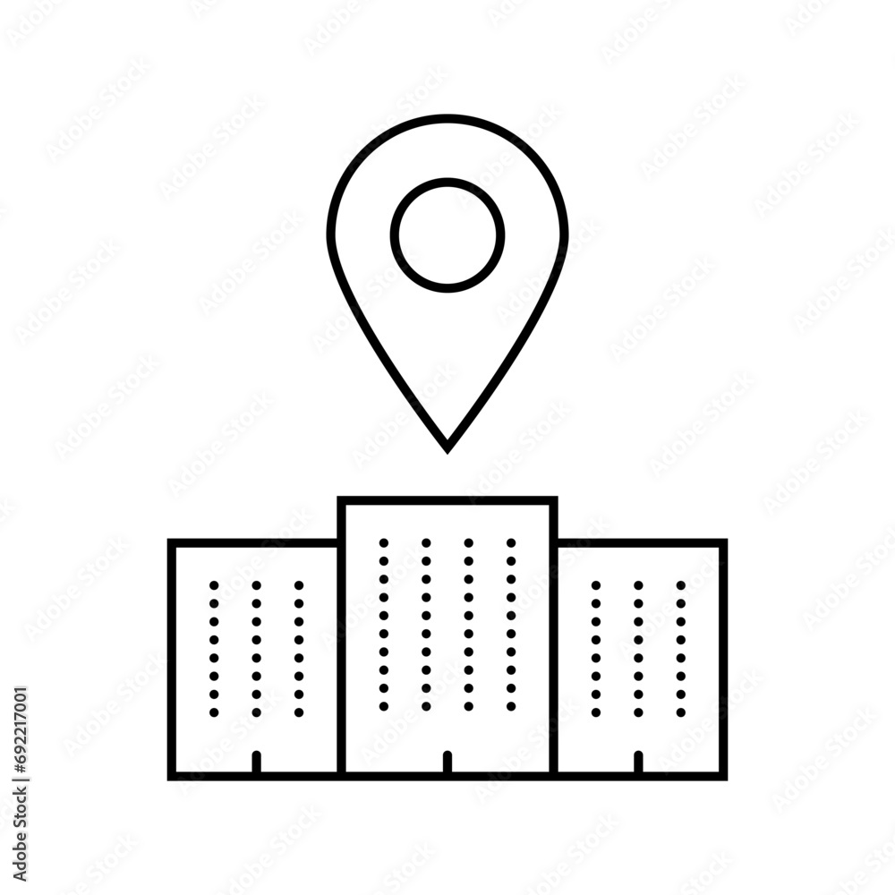 Poster office map location line icon vector. office map location sign. isolated contour symbol black illust