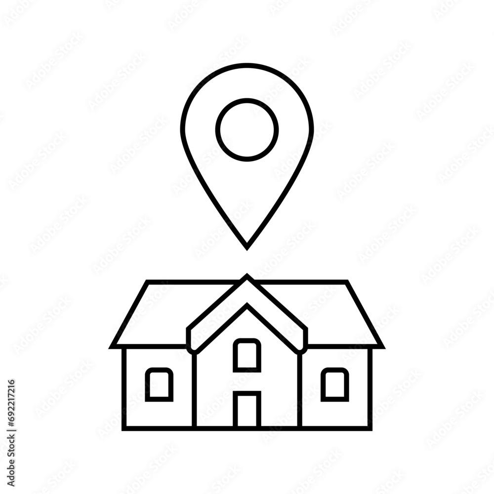 Poster home map location line icon vector. home map location sign. isolated contour symbol black illustrati