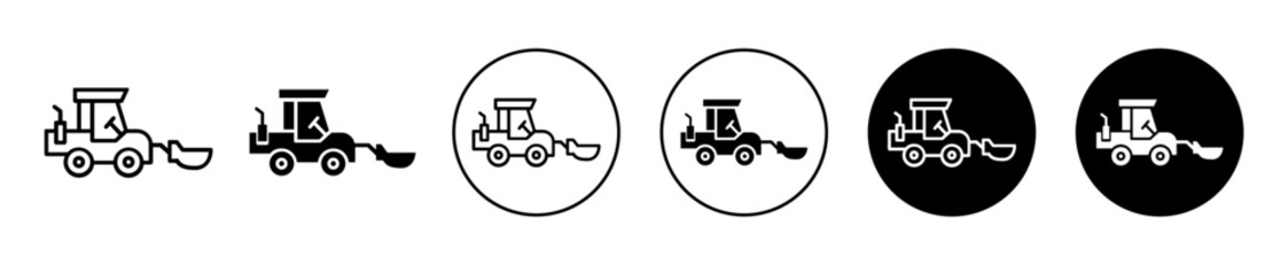 Front Loader truck icon. hydraulic power digger bulldozer machine symbol mark. agricultural engineering mining front loader truck use in construction vector. heavy bulldozer digger sign