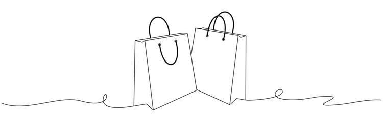 beautiful shopping paper bag line art illustration - obrazy, fototapety, plakaty