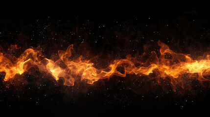 Realistic isolated fire effect for decoration and covering on black background. Concept of...