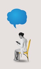 Photo poster of minded girl with speech bubble