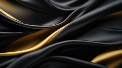Obraz premium black gold satin textile, silk, texture background