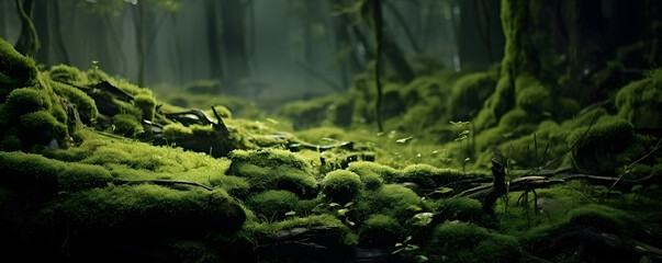 Enchanted forest moss texture background, luminescent and mystical mossy surface, whimsical and enchanting backdrop, rare and mystical  - Powered by Adobe