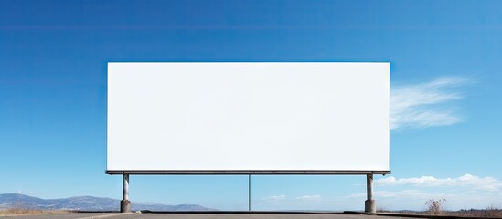 Obraz premium Billboard with empty screen against blue cloudy sky. Copy space image. Place for adding text or design