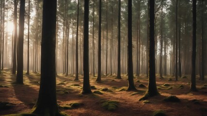 morning in the forest.Created with Generative Ai technology