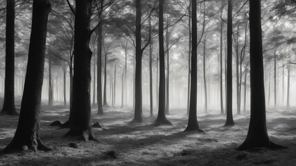 fog in the forest.Created with Generative Ai technology
