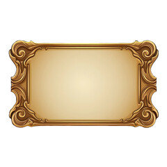 Empty rectangle frame in medieval style for game ui design. Vector cartoon user interface element with golden border isolated on background