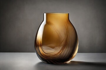 brown and golden merano glass vase with grey background - obrazy, fototapety, plakaty