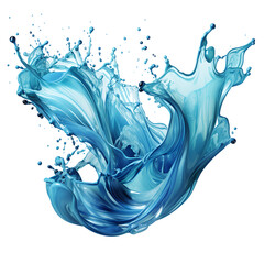 blue water splash isolated against transparent background