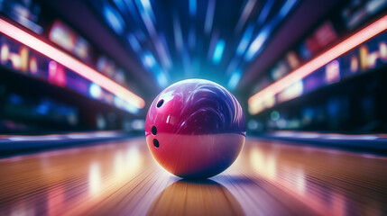 Bowling ball in bowling lane - obrazy, fototapety, plakaty