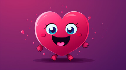 Fototapeta premium Happy pink heart on purple background. Valentine's Day. Wallpaper.