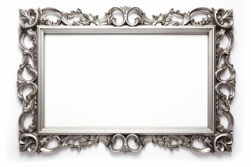 An empty picture frame made from rich silver isolated on a white background, copy space