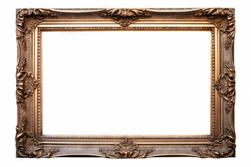 An empty vintage picture frame isolated on a white background, copy space