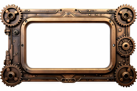 recommend clip art: An empty steampunk picture frame isolated on a white background, copy space