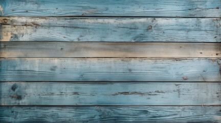 Ocean blue wooden slats, paint worn by the passage of time.