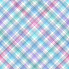 Watercolor stripe plaid seamless pattern. Multicolored stripes background.