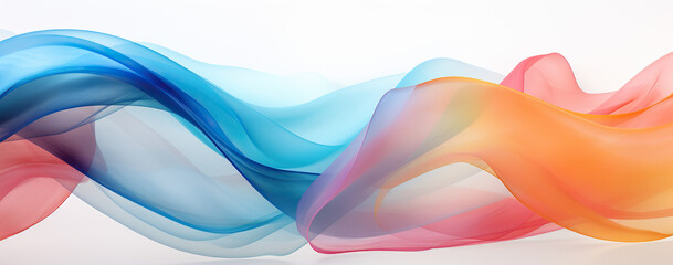 Wavy colourful silk looking abstract wallpaper. white background. Paint look like picture.