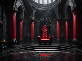Throne room of a vampire king - Generative AI - obrazy, fototapety, plakaty