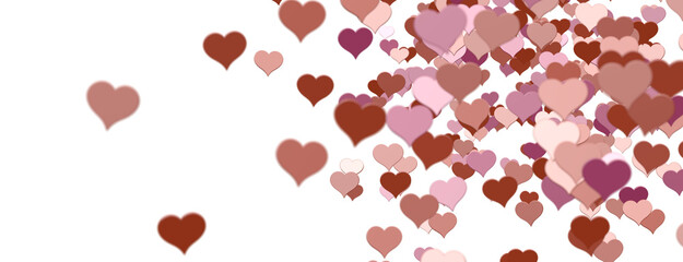 hearts on a pink background. 3d render illustration for advertising. Valentine's Day.