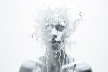 man made out of water on white background