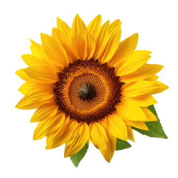 Sunflower flowers isolated on transparent background, Yellow flower isolated Photo summer flowers on white background
