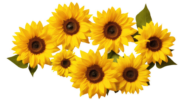 Sunflower flowers isolated on transparent background, Yellow flower isolated Photo summer flowers on white background