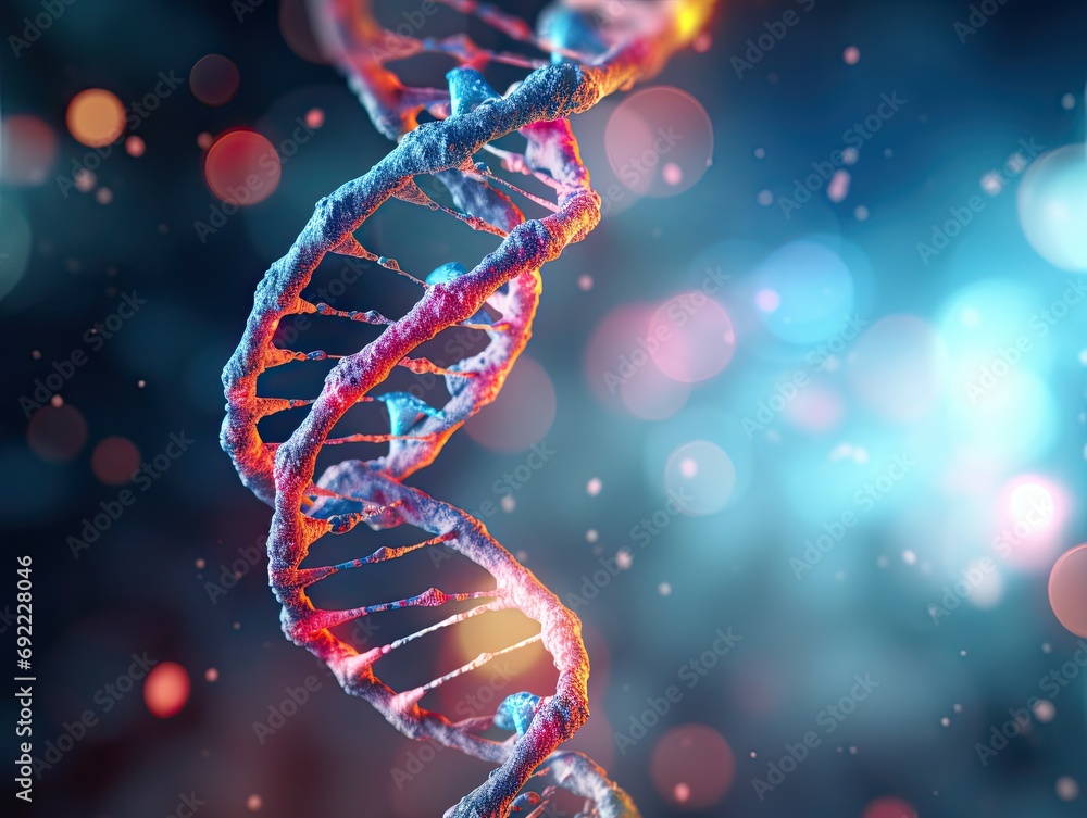 Aufkleber an exceptional 3d depiction of a dna molecule against a captivating background