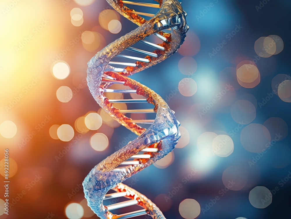 Poster 3D depiction of a DNA molecule set against a captivating background