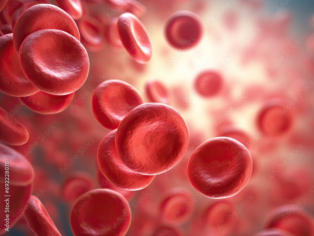 Aufkleber background of red blood cells in a vein, featuring a subtle depth of field for a mesmerizing journey through the circulatory system