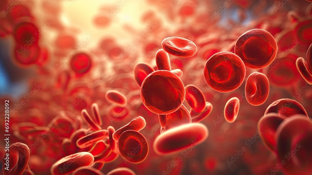 Poster mesmerizing circulatory backdrop 3d rendering of red blood cells in a vein