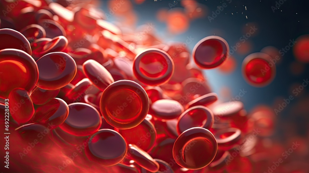 Poster captivating flow of red blood cells through a vein circulatory system