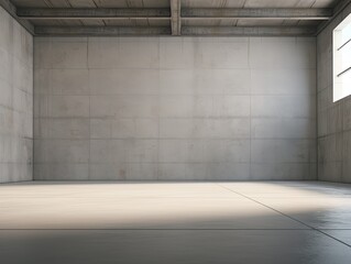 White-walled empty warehouse, free from sunlight, offering a spacious environment.