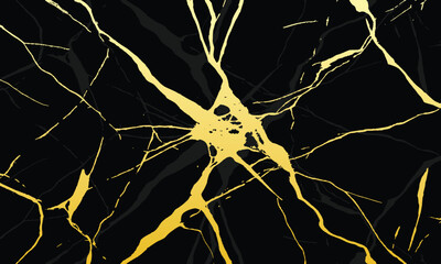 Luxury Black and Gold Marble texture background vector. Panoramic Marbling texture design for Banner, invitation, wallpaper, headers, website, print ads, packaging design template