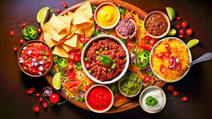 Aerial shot of tempting Mexican spread.