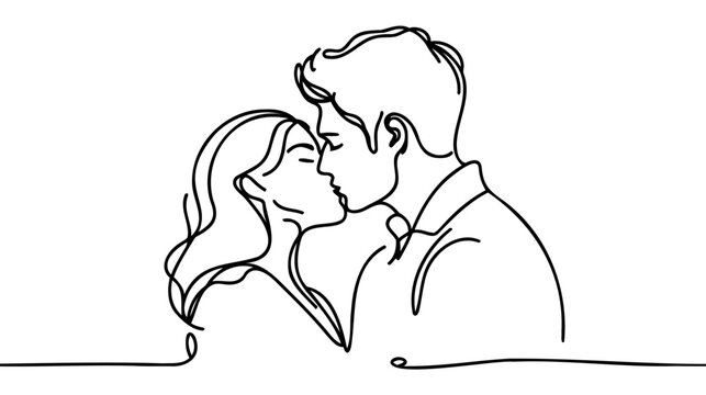 Man and woman Line art. Sexy couple line. kiss Valentine's Day